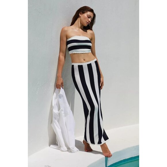 The Mandy Striped Slim Midi Skirt by Celandine M - Picture 1 of 5